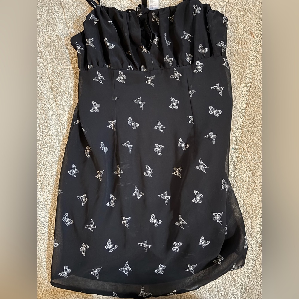 Black Dress with White Butterfly Print